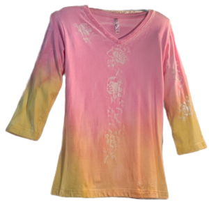 Jersey V-Neck in Pink & Yellow